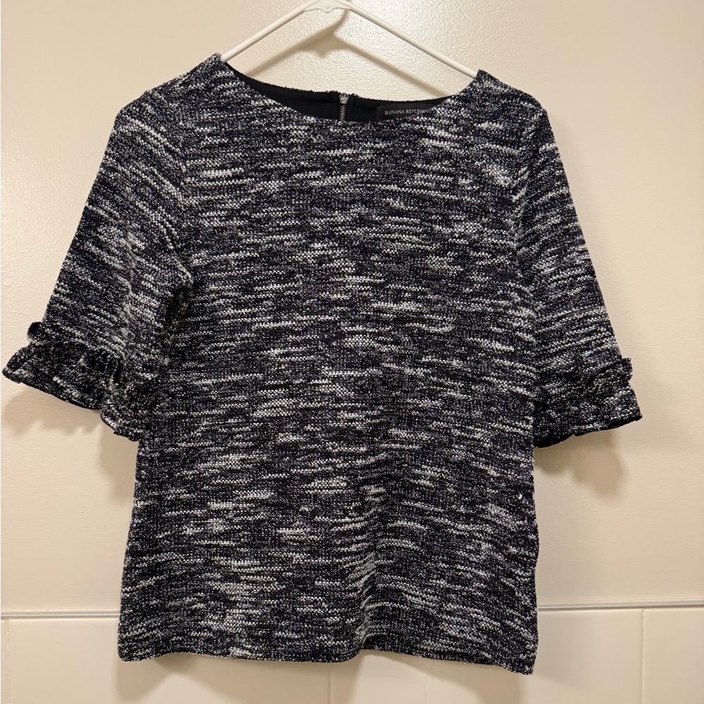 Banana Republic Black and White Textured Blouse